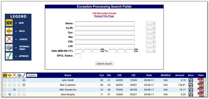 Application Search Form